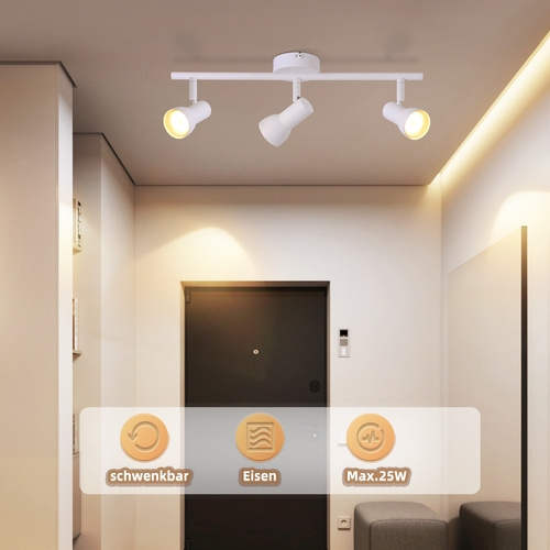 Spot De Plafond 3 Ampoules Noir - Spots Gu10 Orientables