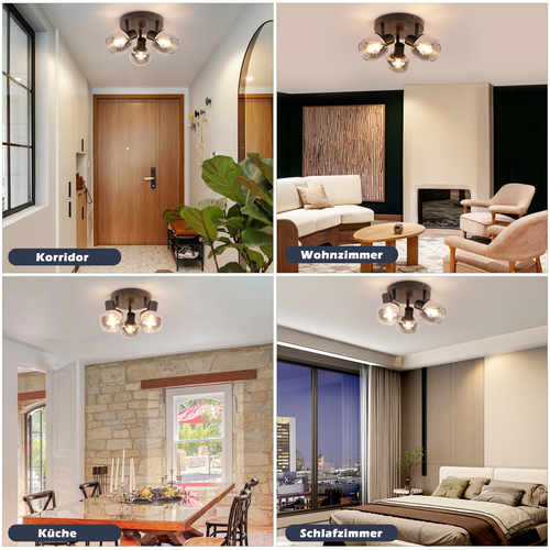 Spot De Plafond 1 Ampoule Noir - Spot Orientable E14 Verre Gris Fumé