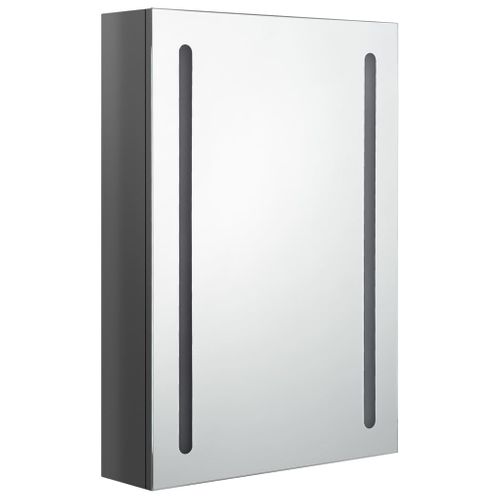 Armoire De Salle De Bain à Miroir LED Gris Brillant 50x13x70 Cm