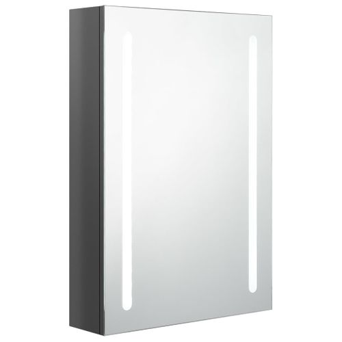 Armoire De Salle De Bain à Miroir LED Gris Brillant 50x13x70 Cm