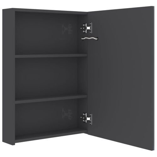 Armoire De Salle De Bain à Miroir LED Gris Brillant 50x13x70 Cm