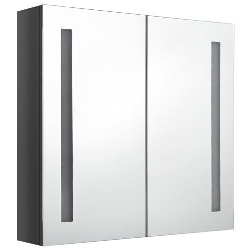 Armoire De Salle De Bain à Miroir LED Gris Brillant 62x14x60 Cm