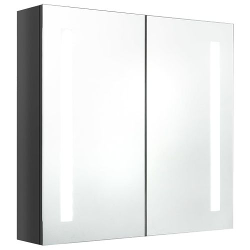 Armoire De Salle De Bain à Miroir LED Gris Brillant 62x14x60 Cm