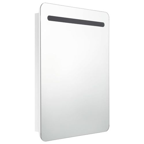 Armoire De Salle De Bain à Miroir LED Blanc Brillant 60x11x80cm