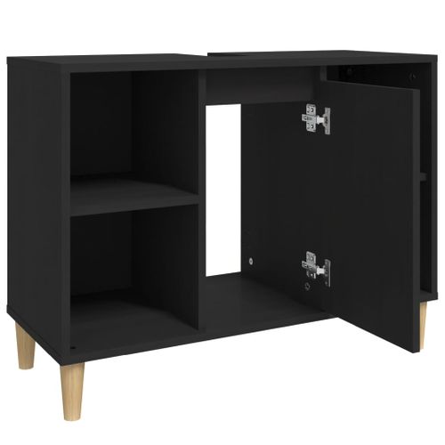 Meuble D'évier Noir 80x33x60 Cm Bois D'ingénierie