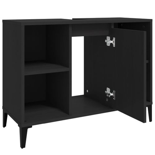 Meuble D'évier Noir 80x33x60 Cm Bois D'ingénierie