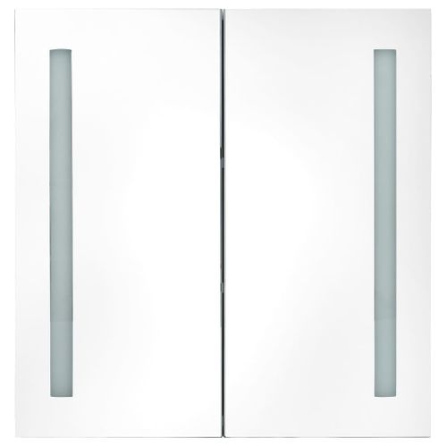 Armoire De Salle De Bain à Miroir LED Blanc Et Chêne 62x14x60cm