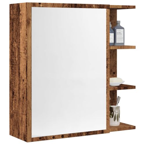 Armoire à Miroir De Salle De Bain Vieux Bois 62,5x20,5x64 Cm