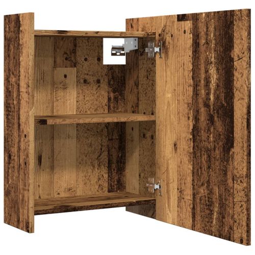 Armoire à Miroir De Salle De Bain Vieux Bois 62,5x20,5x64 Cm