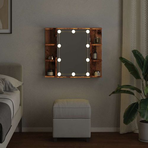 Armoire à Miroir Avec LED Vieux Bois 70x16,5x60 Cm