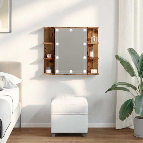 Armoire à Miroir Avec LED Vieux Bois 70x16,5x60 Cm
