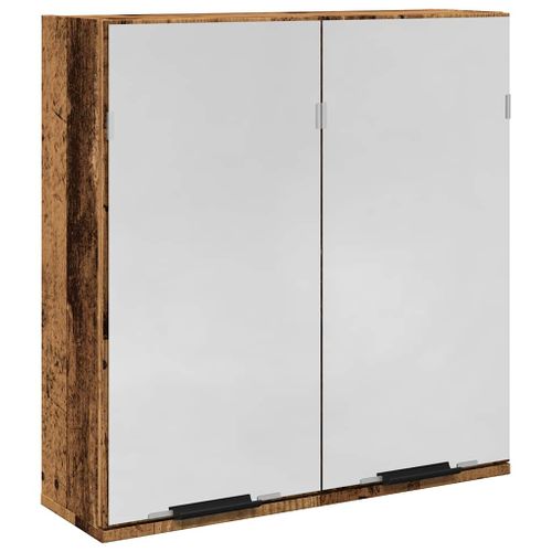 Armoire à Miroir De Salle De Bain Vieux Bois 64x20x66,5 Cm