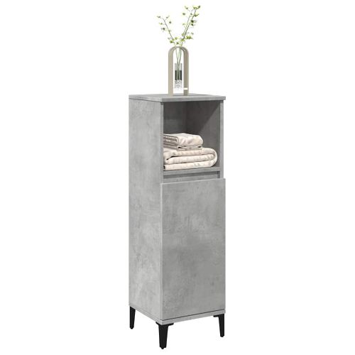 Armoire De Salle De Bain Gris Béton 30x30x100 Cm