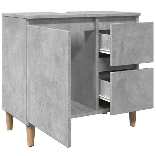 Armoire D'évier Gris Béton 65x33x60 Cm Bois D'ingénierie