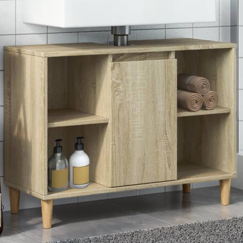 Armoire Salle De Bain Chêne Sonoma 80x33x60cm Bois D'ingénierie