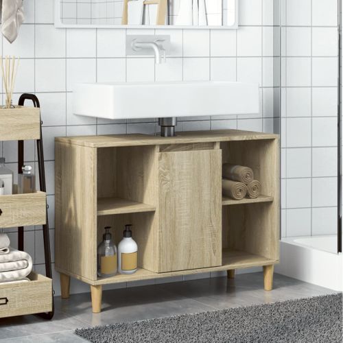 Armoire Salle De Bain Chêne Sonoma 80x33x60cm Bois D'ingénierie