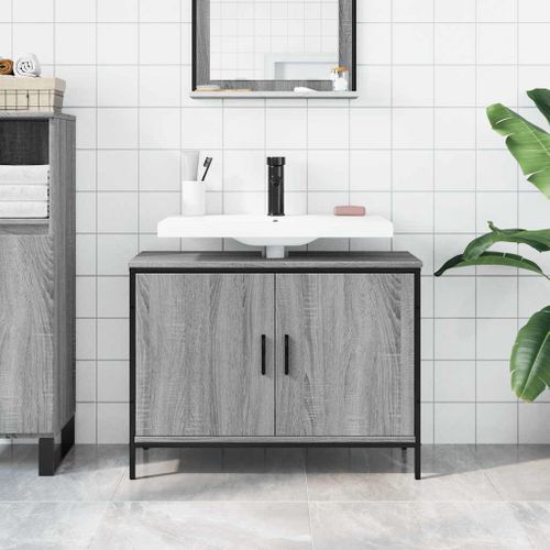 Armoire Lavabo De Salle De Bain Sonoma Gris 80x30x60 Cm
