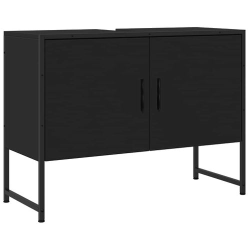 Armoire Lavabo De Salle De Bain Noir 80x33x60cm Bois Ingénierie