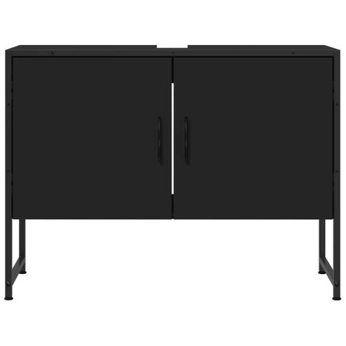 Armoire Lavabo De Salle De Bain Noir 80x33x60cm Bois Ingénierie