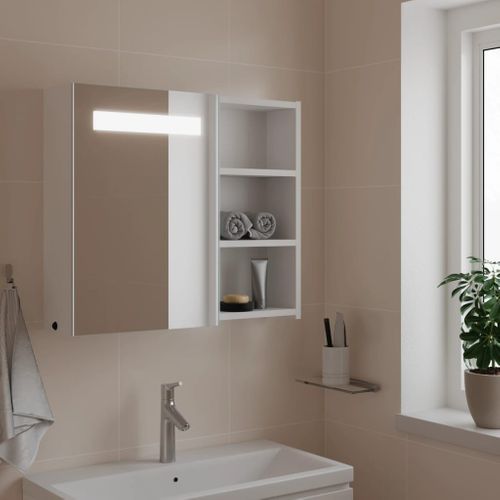 Armoire De Salle De Bain à Miroir Avec LED Blanc 60x13x52 Cm