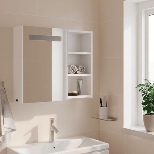 Armoire De Salle De Bain à Miroir Avec LED Blanc 60x13x52 Cm