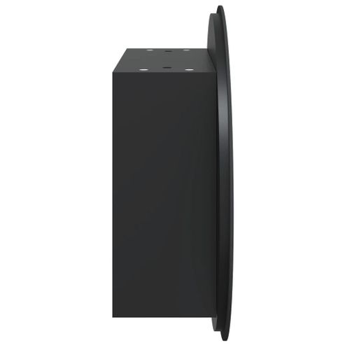 Armoire De Salle De Bain Miroir Rond Et LED Noir 47x47x17,5 Cm