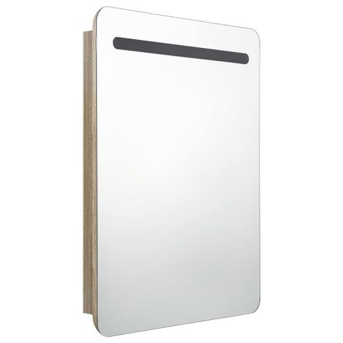 Armoire De Salle De Bain à Miroir LED Chêne 60x11x80 Cm