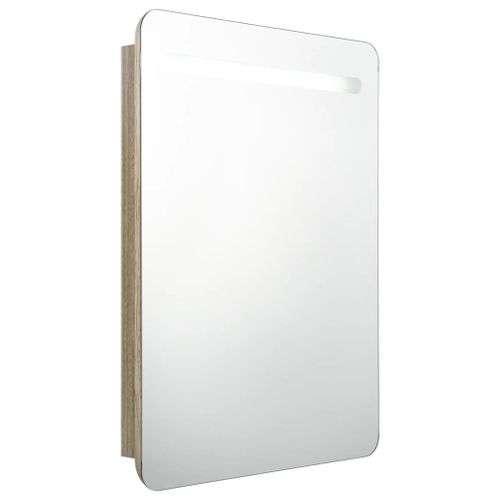 Armoire De Salle De Bain à Miroir LED Chêne 60x11x80 Cm