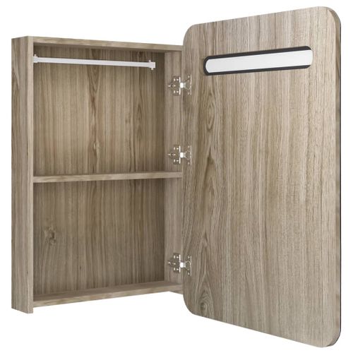 Armoire De Salle De Bain à Miroir LED Chêne 60x11x80 Cm