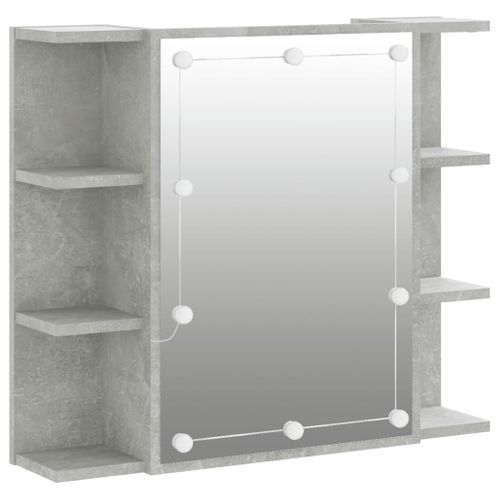 Armoire à Miroir Avec LED Gris Béton 70x16,5x60 Cm