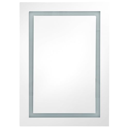 Armoire De Salle De Bain à Miroir LED Blanc Brillant 50x13x70cm