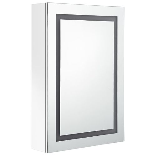 Armoire De Salle De Bain à Miroir LED Blanc Brillant 50x13x70cm