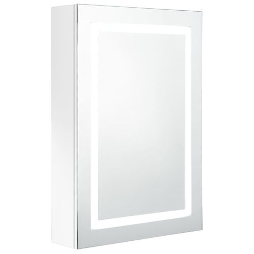 Armoire De Salle De Bain à Miroir LED Blanc Brillant 50x13x70cm