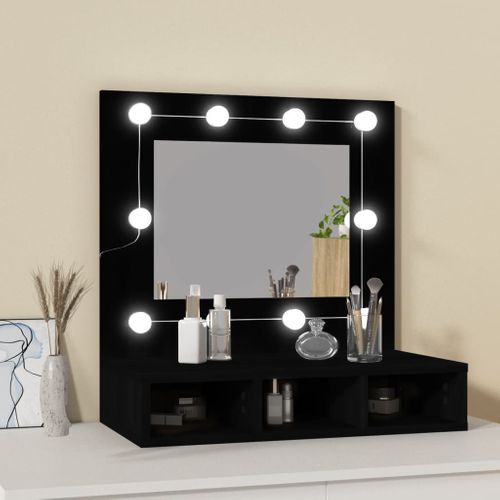 Armoire à Miroir Avec LED Noir 60x31,5x62 Cm