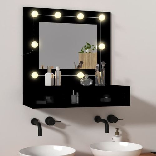 Armoire à Miroir Avec LED Noir 60x31,5x62 Cm