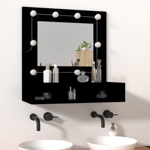 Armoire à Miroir Avec LED Noir 60x31,5x62 Cm