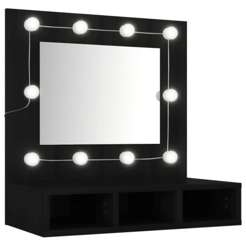 Armoire à Miroir Avec LED Noir 60x31,5x62 Cm