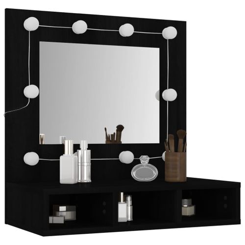 Armoire à Miroir Avec LED Noir 60x31,5x62 Cm