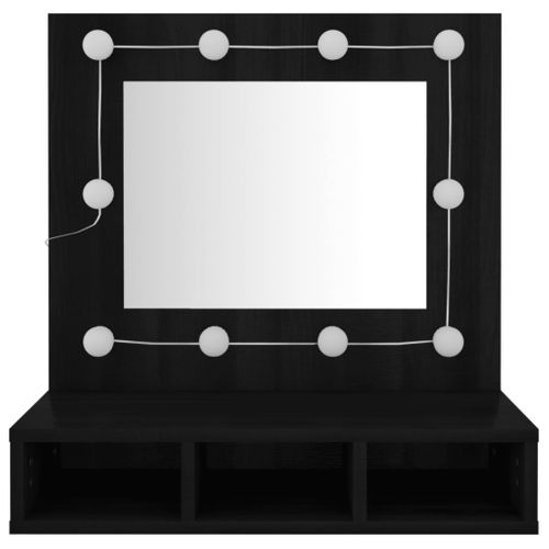Armoire à Miroir Avec LED Noir 60x31,5x62 Cm