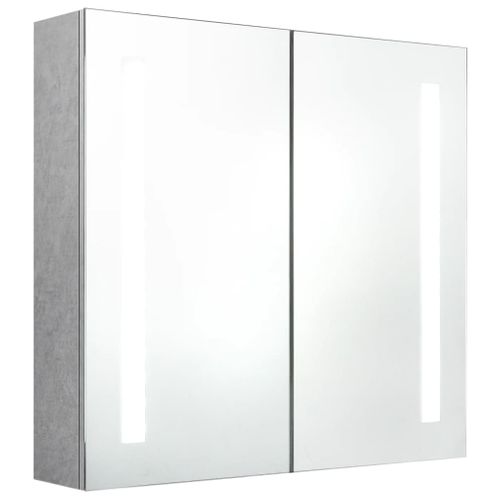 Armoire De Salle De Bain à Miroir LED Gris Béton 62x14x60 Cm