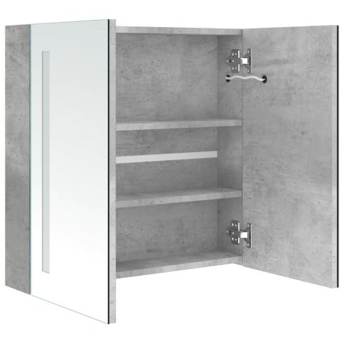 Armoire De Salle De Bain à Miroir LED Gris Béton 62x14x60 Cm