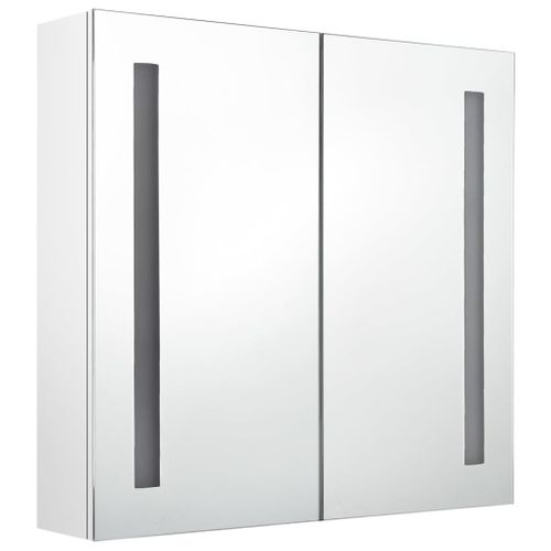 Armoire De Salle De Bain à Miroir LED Blanc Brillant 62x14x60cm