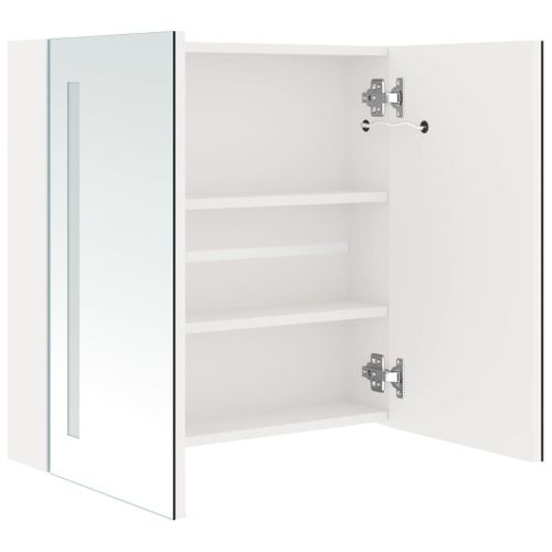 Armoire De Salle De Bain à Miroir LED Blanc Brillant 62x14x60cm
