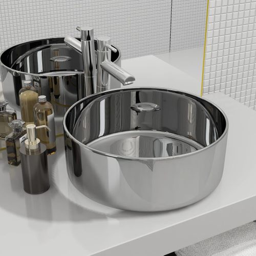 Lavabo 40 X 15 Cm Céramique Argenté