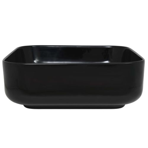 Lavabo Carré Céramique Noir 38 X 38 X 13,5 Cm