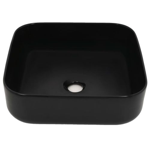 Lavabo Carré Céramique Noir 38 X 38 X 13,5 Cm