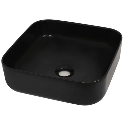 Lavabo Carré Céramique Noir 38 X 38 X 13,5 Cm