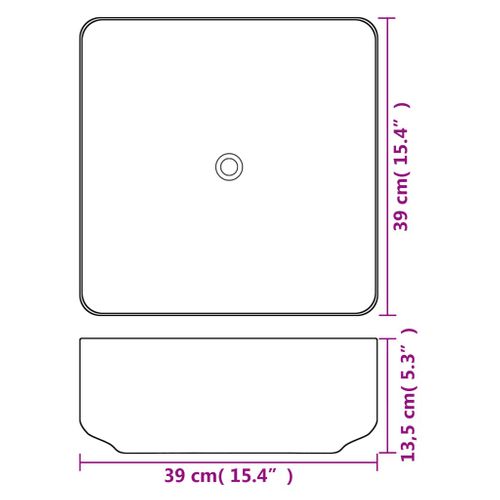 Lavabo Carré Céramique Blanc 39x39x13,5 Cm