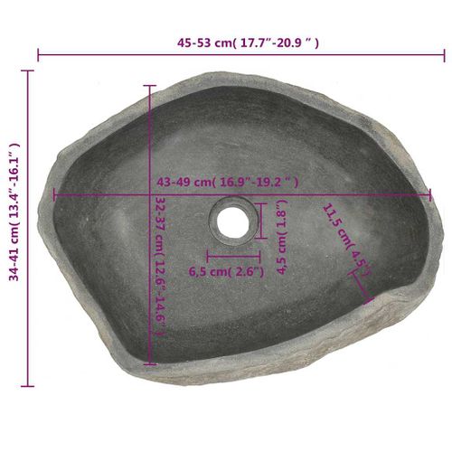 Lavabo En Pierre De Rivière Ovale (45-53)x(34-41) Cm