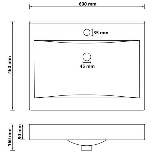 Lavabo Avec Trou De Robinet Blanc Mat 60x46 Cm Céramique